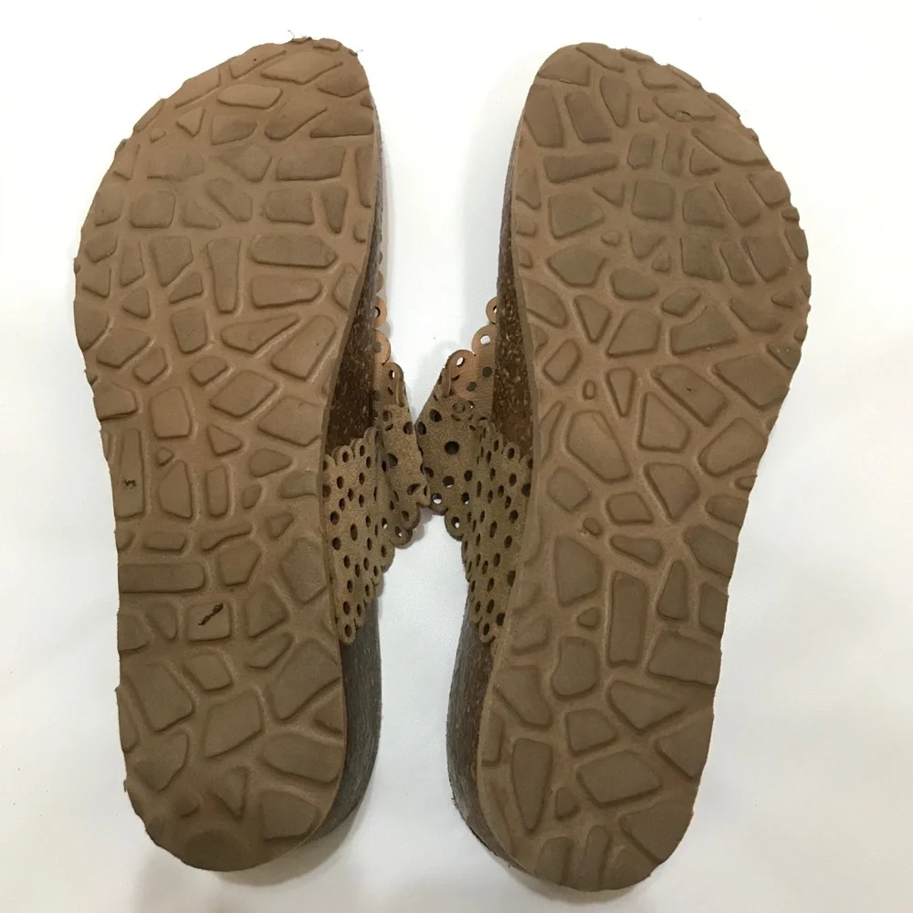 Mia Paoli Thong Sandals Leather Velour